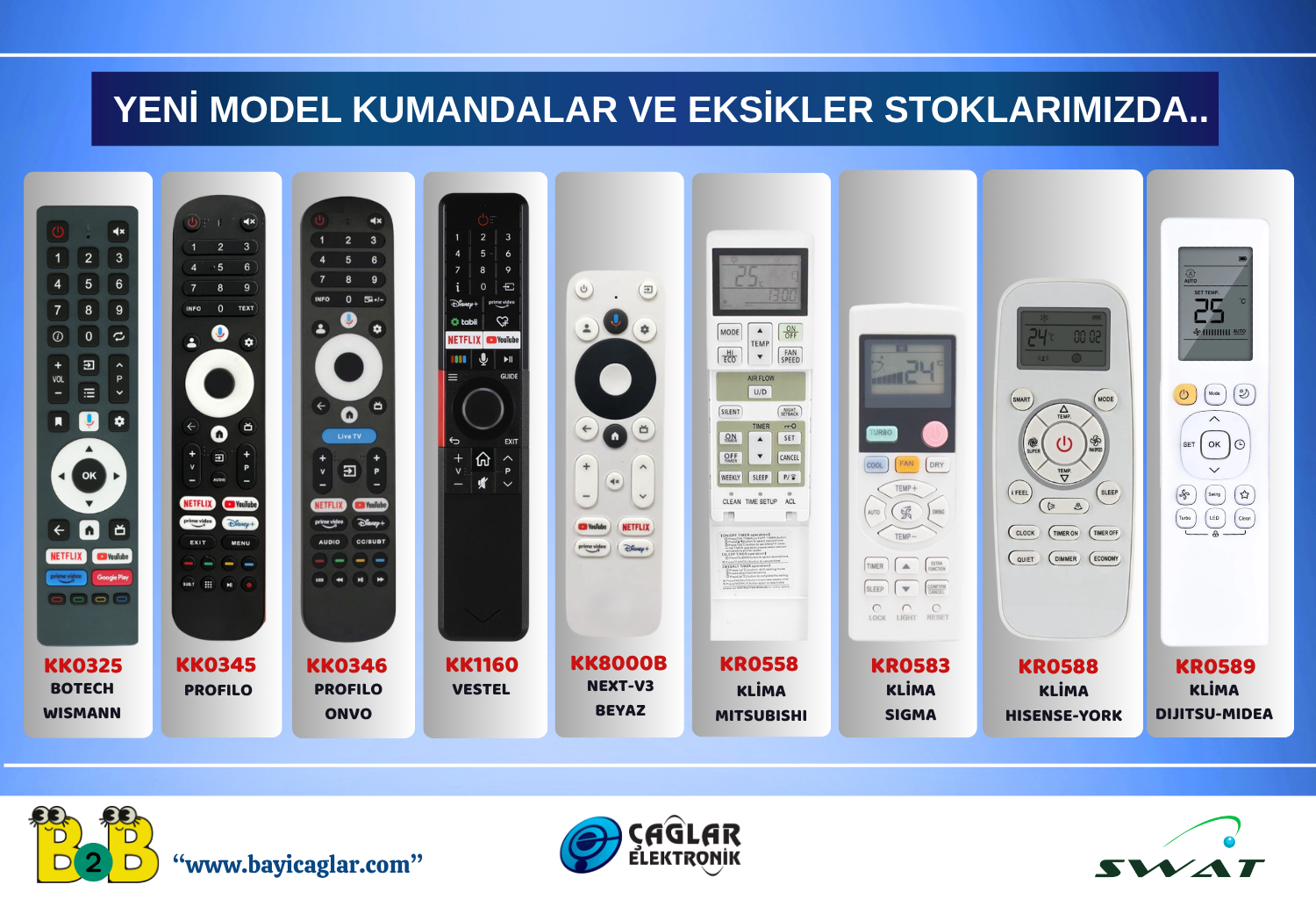 KUMANDA EKSİKLERİMİZ STOKLARDA