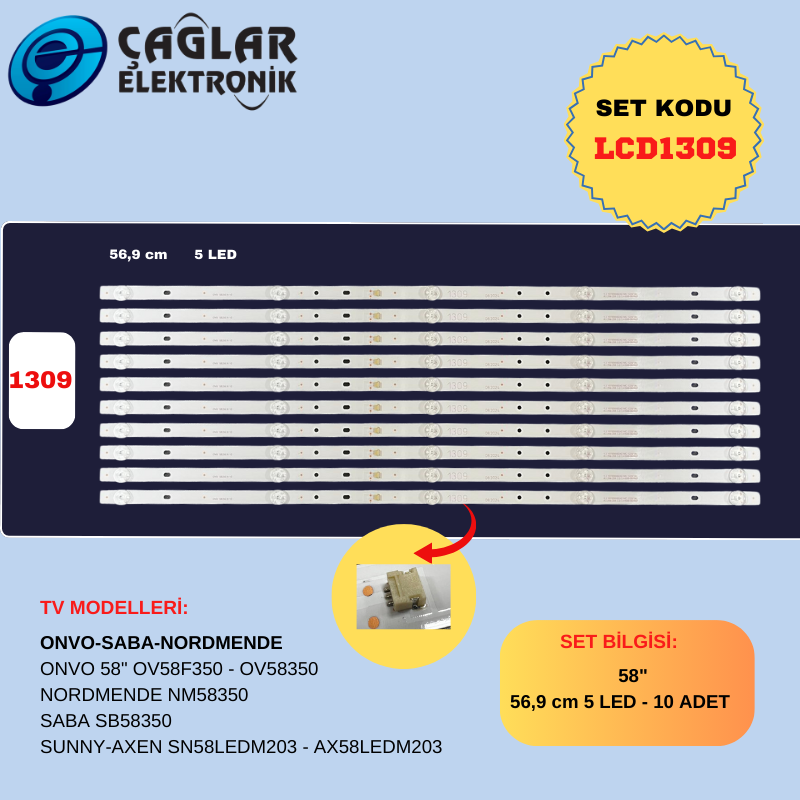 ONVO-SABA-NORDMENDE 58" OV58350 - NORDMENDE NM58350 10'LU TAKIM 5'ER LED