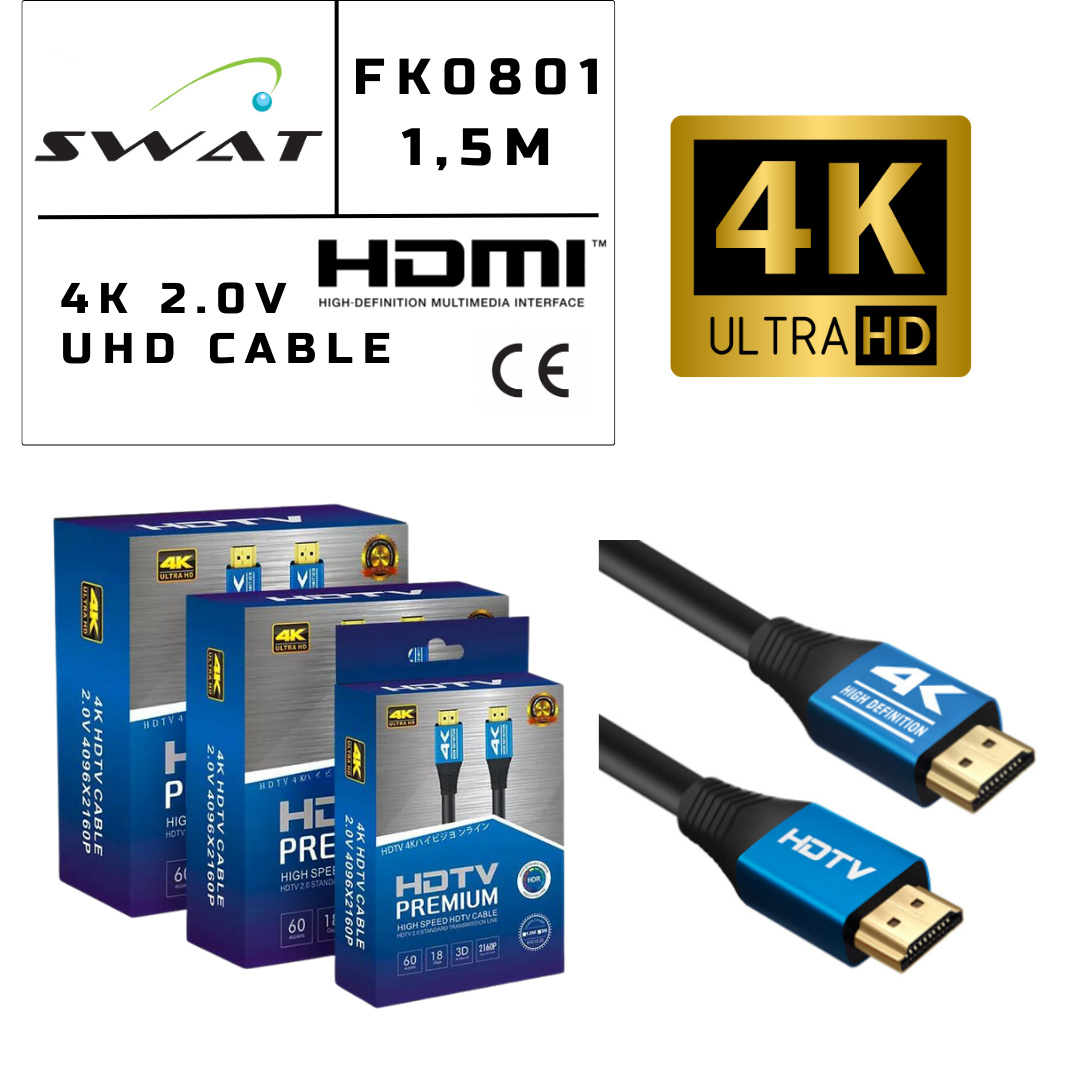 HDMI KABLO 2K 4K HD KABLO 2.0 - 1,5m - KUTULU 8mm