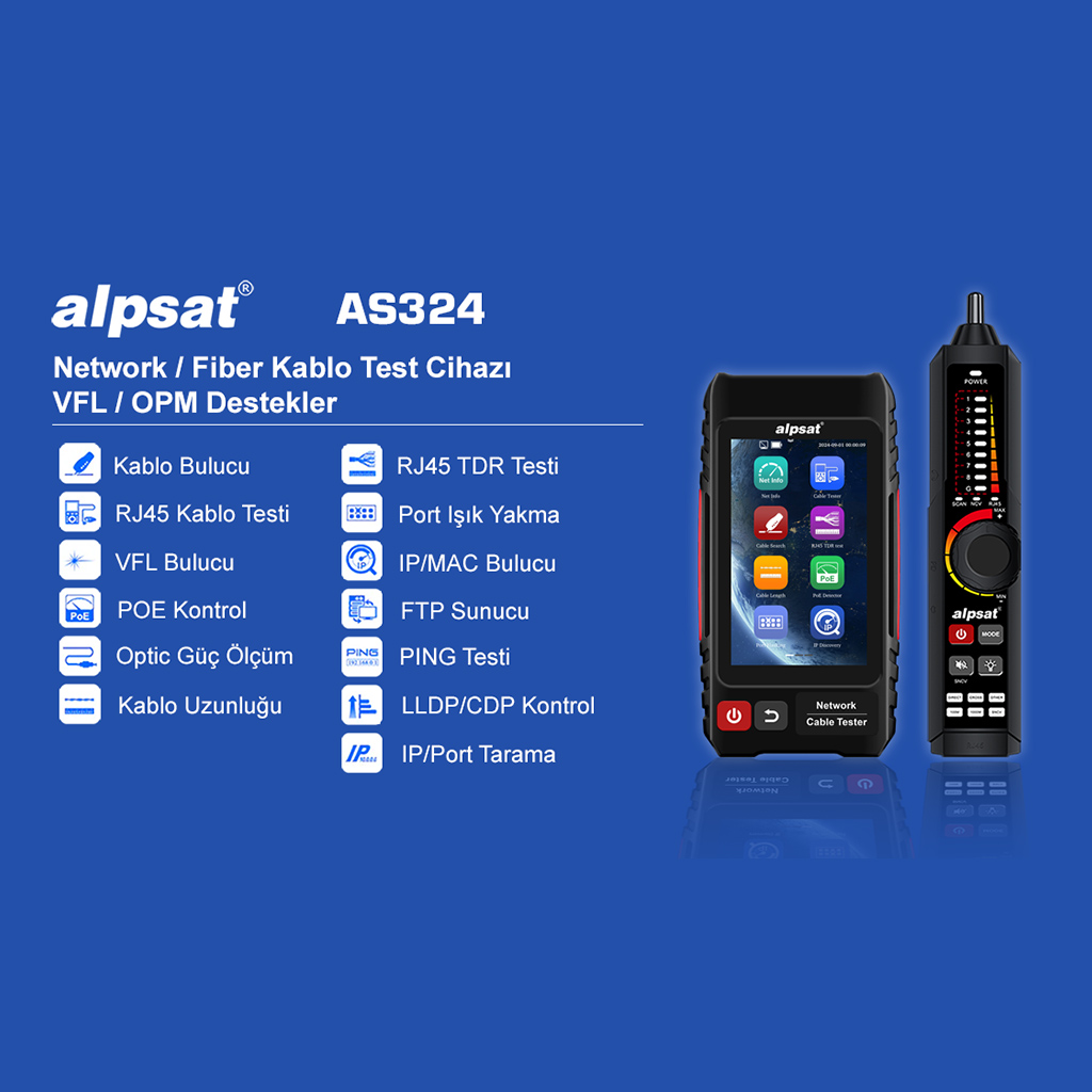 ÇOK FONKSİYONLU  RJ45 AĞ KABLOSU TEST CİHAZI AS 324