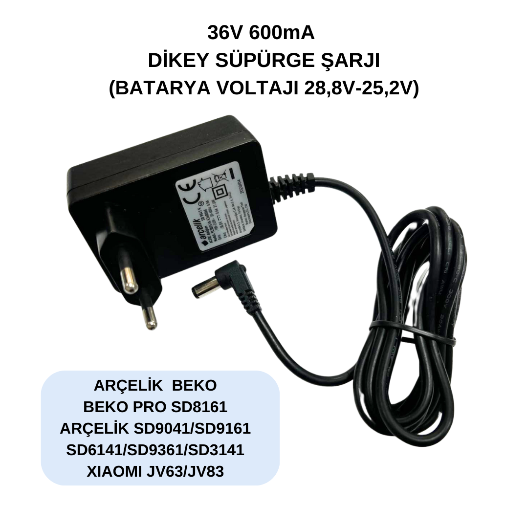 36V 600mA DİKEY SÜPÜRGE ŞARJI ARÇELİK-BEKO-GRUNDIG-XIAOMI