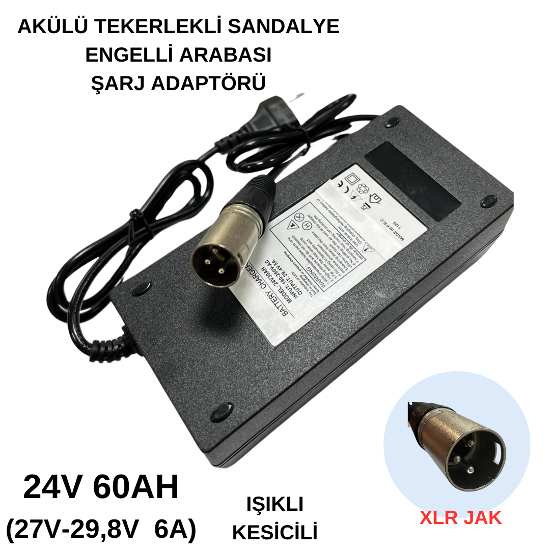 24V 60AH (27V-29,8V-5A) AKÜLÜ TEKERLEKLİ SANDALYE ENGELLİ ARABASI ŞARJI