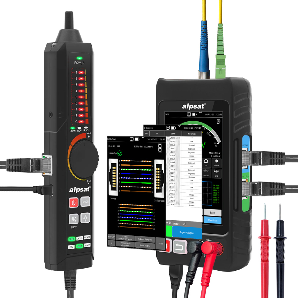 RJ45 AĞ KABLOSU VE FİBER OPTİK KABLO TEST CİHAZI AS 326