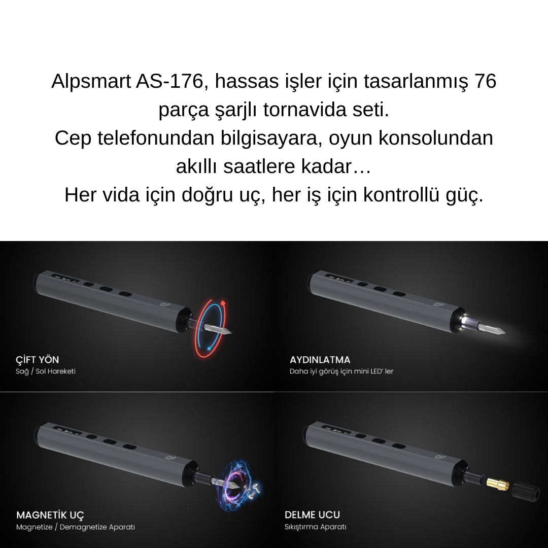 HASSAS ŞARJLI TORNAVİDA SETİ 76 Parça – AS176