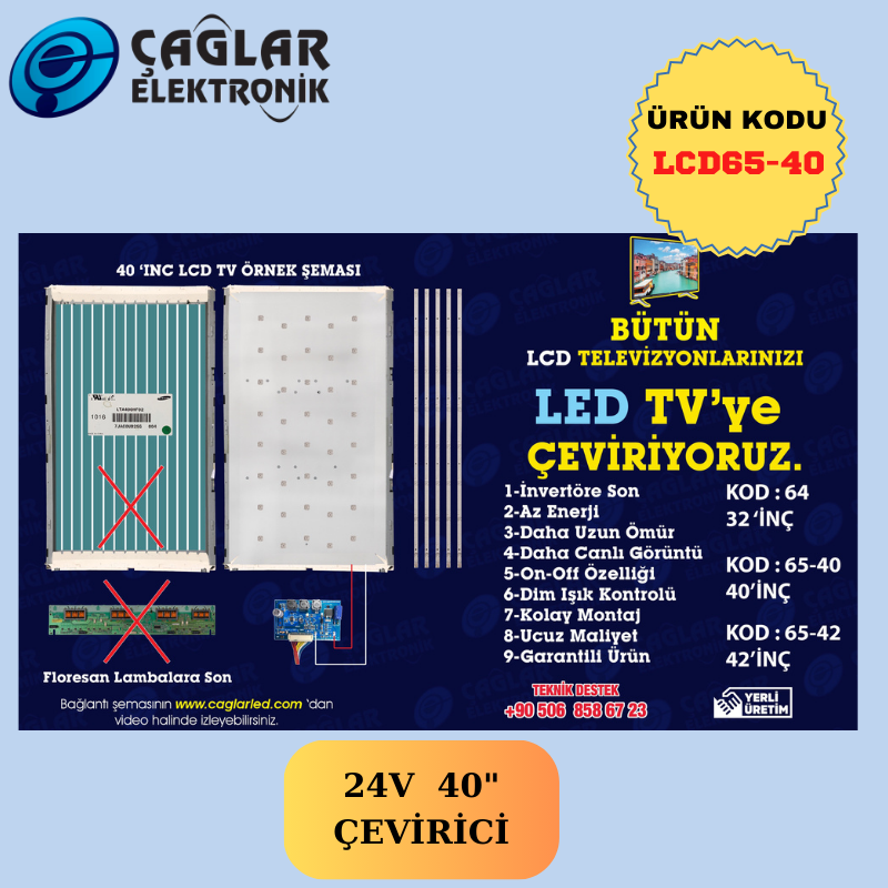 LCD TV - LED TV ÇEVİRİCİ 24V - 40"