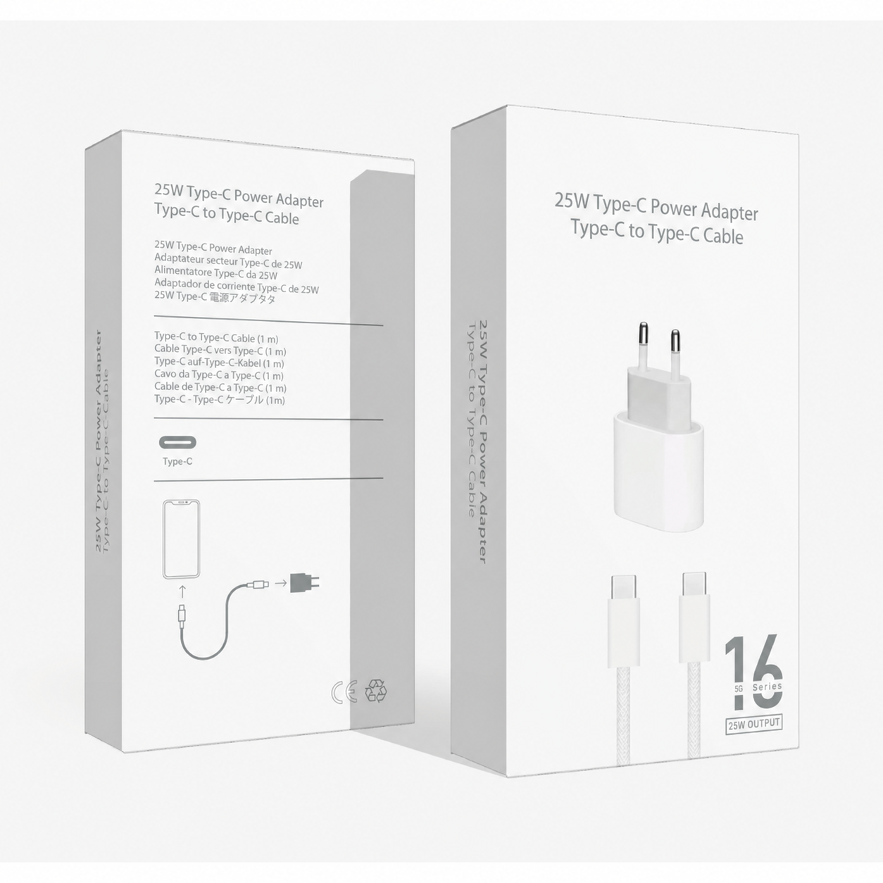 ŞARJ KABLOSU+ADAPTÖR 25W TYPE-C to TYPE-C APPLE 1m